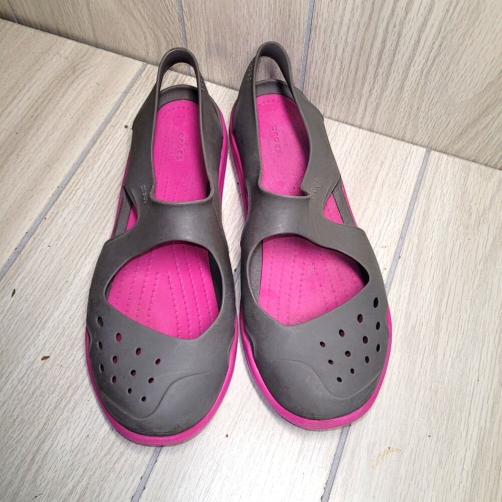 Crocs Iconic Comfort Womens Pink And Gray Size 8